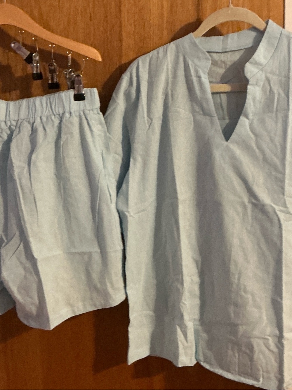 Kids Light Blue Two-Piece Top and Shorts Set